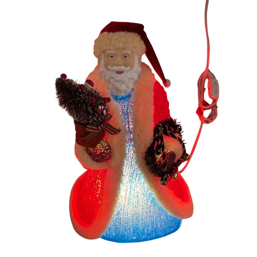 Cracker‎ Barrel Red Blue lighted  Lamp Merry Christmas 14" Santa